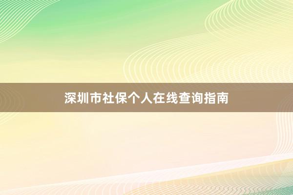 深圳市社保个人在线查询指南